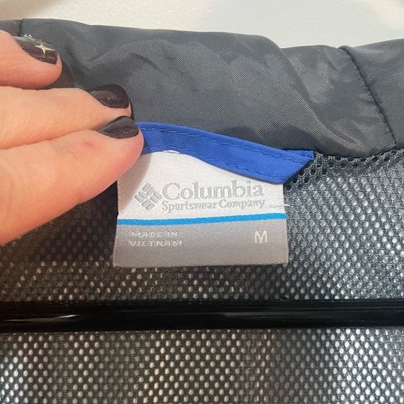 Columbia Bright Blue Hooded Rain Jacket Mesh Lining Sz M - Picture 8 of 11
